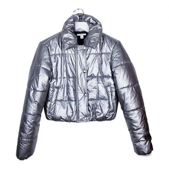 bar III Silver Metallic Puffer Jacket - Small - Picture 4 of 15